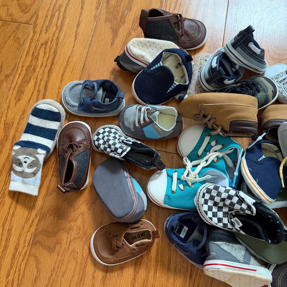 Huge lot baby boy kids Vans Kids Black & White Checkered Slip-On Sneakers shoes - Picture 2 of 7